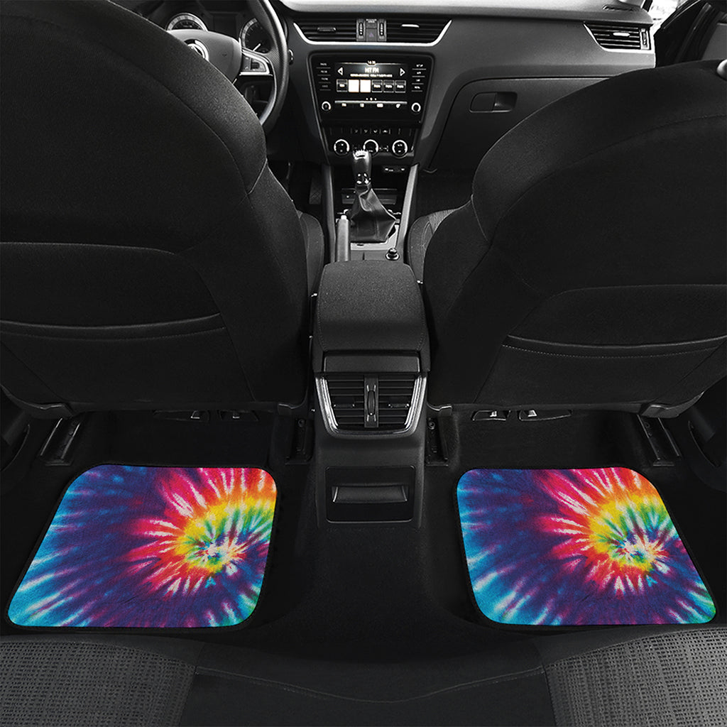 Rainbow Tie Dye Print Front and Back Car Floor Mats