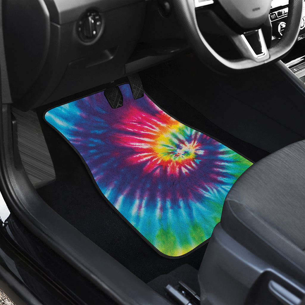 Rainbow Tie Dye Print Front and Back Car Floor Mats
