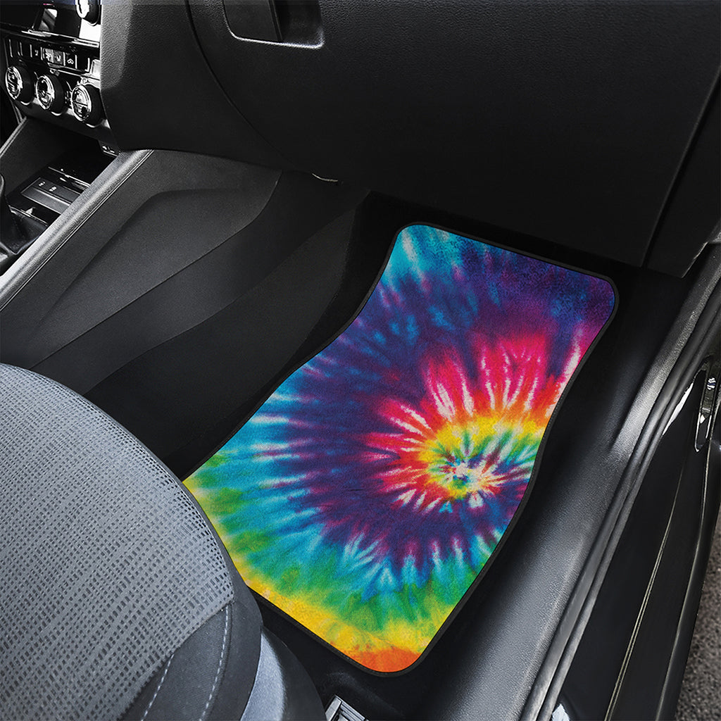 Rainbow Tie Dye Print Front and Back Car Floor Mats