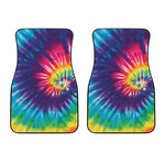 Rainbow Tie Dye Print Front Car Floor Mats