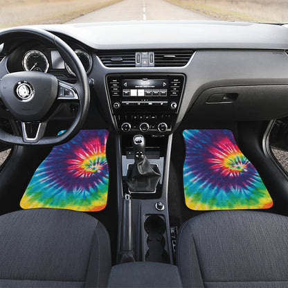 Rainbow Tie Dye Print Front Car Floor Mats