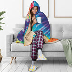 Rainbow Tie Dye Print Hooded Blanket