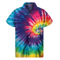Rainbow Tie Dye Print Men's Short Sleeve Shirt