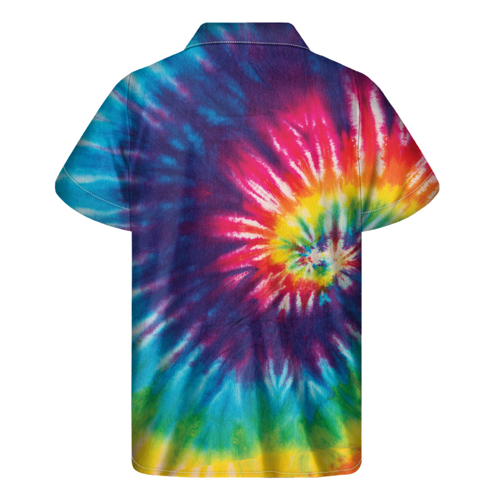 Rainbow Tie Dye Print Men's Short Sleeve Shirt