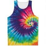 Rainbow Tie Dye Print Men's Tank Top