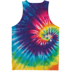 Rainbow Tie Dye Print Men's Tank Top