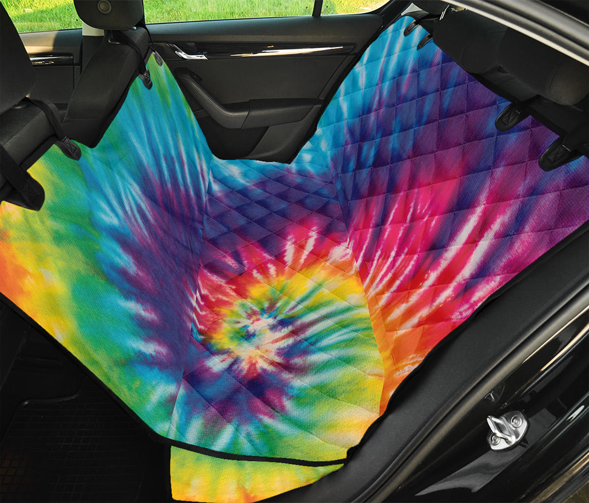 Rainbow Tie Dye Print Pet Car Back Seat Cover