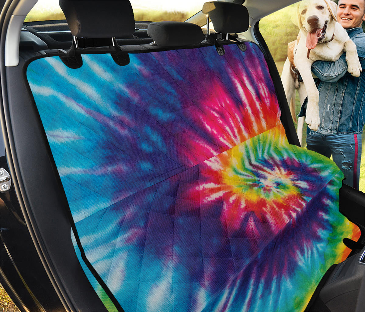 Rainbow Tie Dye Print Pet Car Back Seat Cover