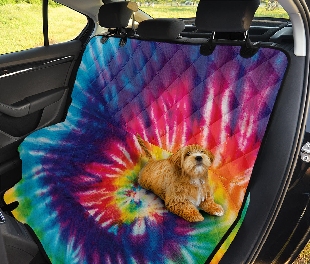Rainbow Tie Dye Print Pet Car Back Seat Cover