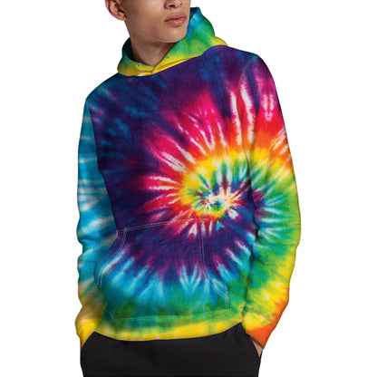 Rainbow Tie Dye Print Pullover Hoodie