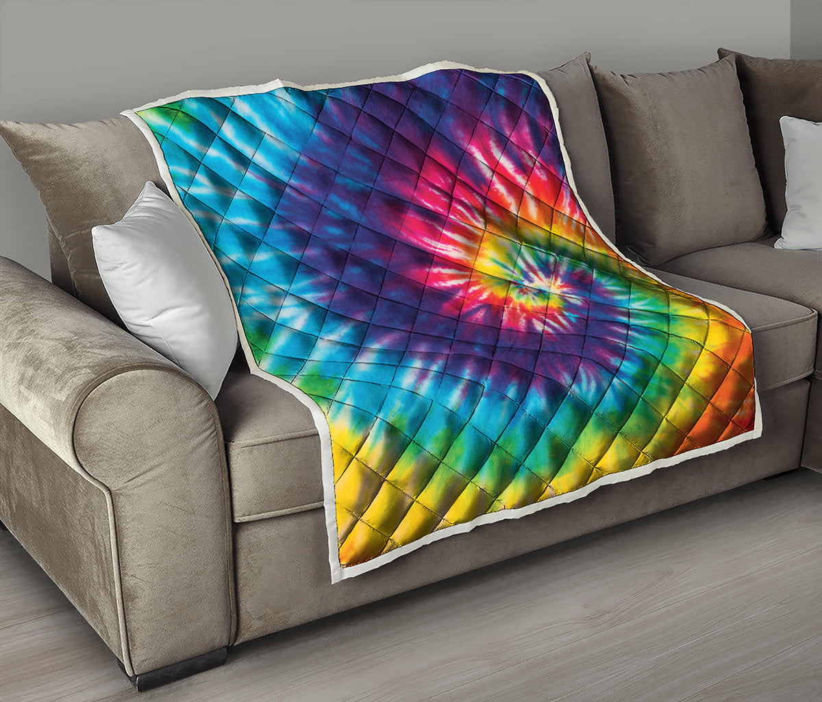 Rainbow Tie Dye Print Quilt