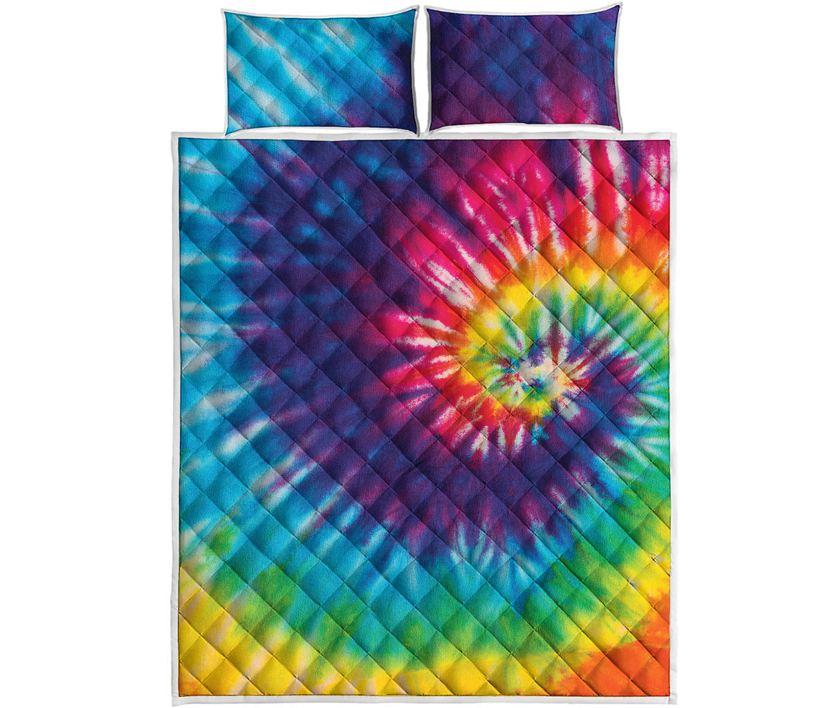 Rainbow Tie Dye Print Quilt Bed Set