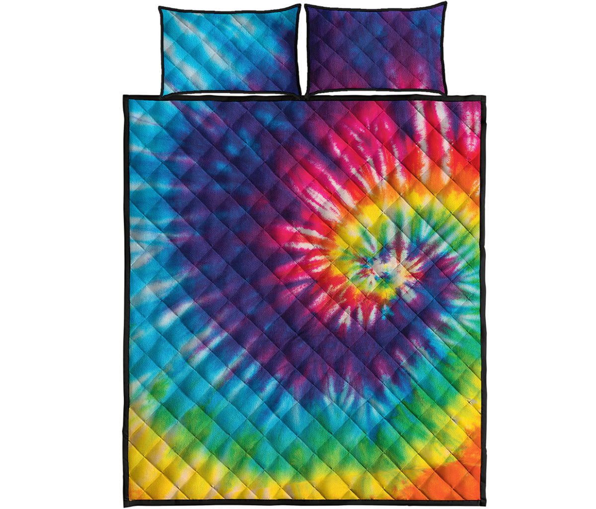 Rainbow Tie Dye Print Quilt Bed Set