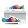 Rainbow Tie Dye Print White Low Top Sneakers