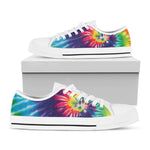 Rainbow Tie Dye Print White Low Top Shoes
