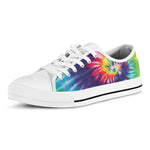 Rainbow Tie Dye Print White Low Top Shoes