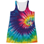 Rainbow Tie Dye Print Women's Racerback Tank Top