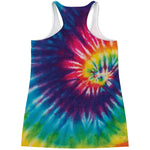Rainbow Tie Dye Print Women's Racerback Tank Top