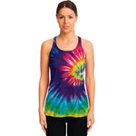 Rainbow Tie Dye Print Women's Racerback Tank Top