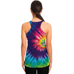 Rainbow Tie Dye Print Women's Racerback Tank Top
