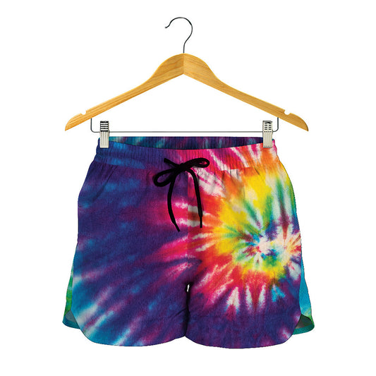 Rainbow Tie Dye Print Women's Shorts