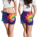Rainbow Tie Dye Print Women's Shorts