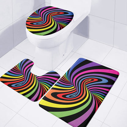 Rainbow Torus Psychedelic Print 3 Piece Bath Mat Set