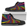 Rainbow Torus Psychedelic Print Black High Top Sneakers