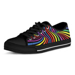 Rainbow Torus Psychedelic Print Black Low Top Shoes