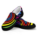 Rainbow Torus Psychedelic Print Black Slip On Sneakers