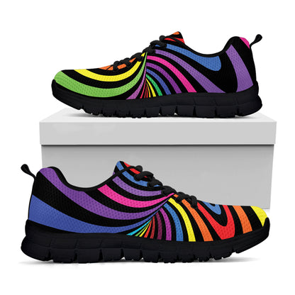 Rainbow Torus Psychedelic Print Black Sneakers
