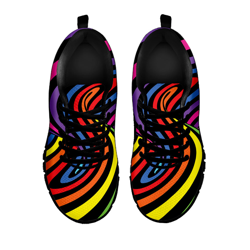 Rainbow Torus Psychedelic Print Black Sneakers