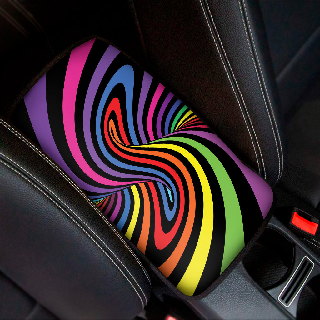 Rainbow Torus Psychedelic Print Car Center Console Cover