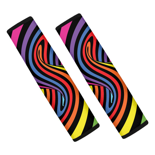 Rainbow Torus Psychedelic Print Car Seat Belt Covers