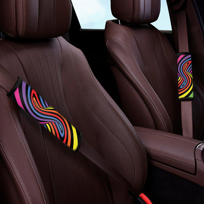 Rainbow Torus Psychedelic Print Car Seat Belt Covers