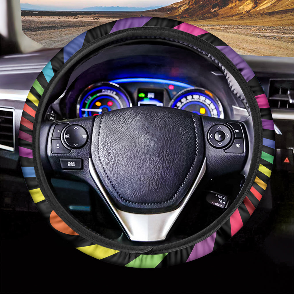 Rainbow Torus Psychedelic Print Car Steering Wheel Cover