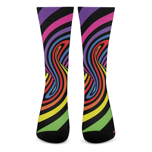 Rainbow Torus Psychedelic Print Crew Socks