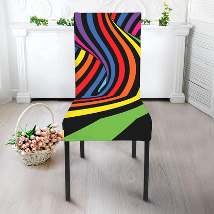 Rainbow Torus Psychedelic Print Dining Chair Slipcover