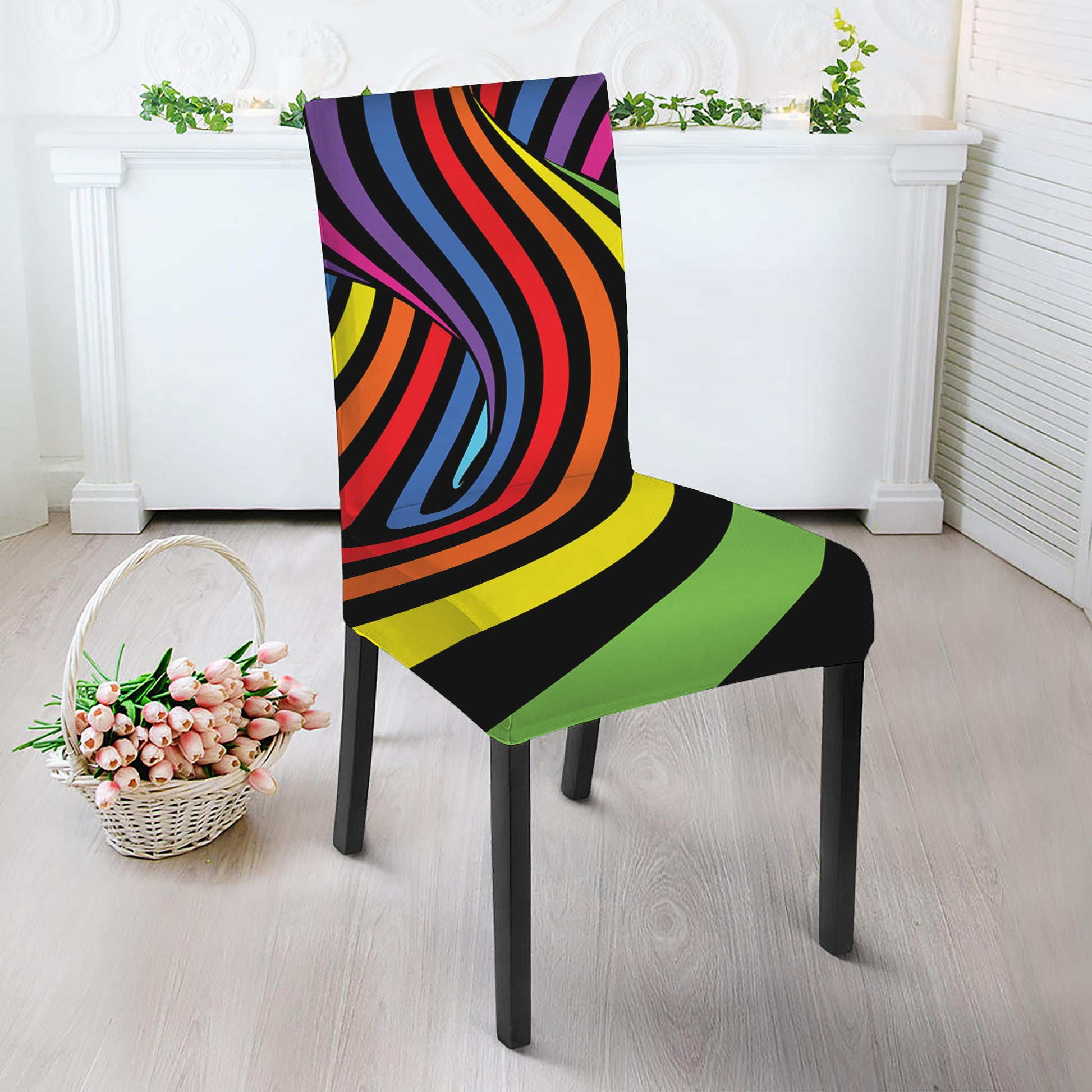 Rainbow Torus Psychedelic Print Dining Chair Slipcover