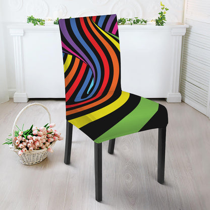 Rainbow Torus Psychedelic Print Dining Chair Slipcover