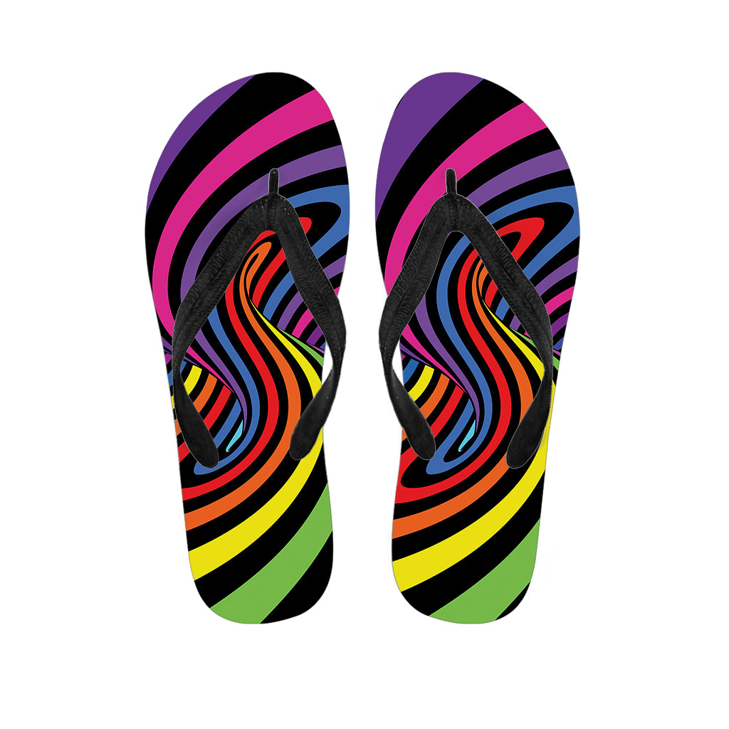 Rainbow Torus Psychedelic Print Flip Flops