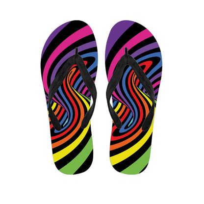 Rainbow Torus Psychedelic Print Flip Flops