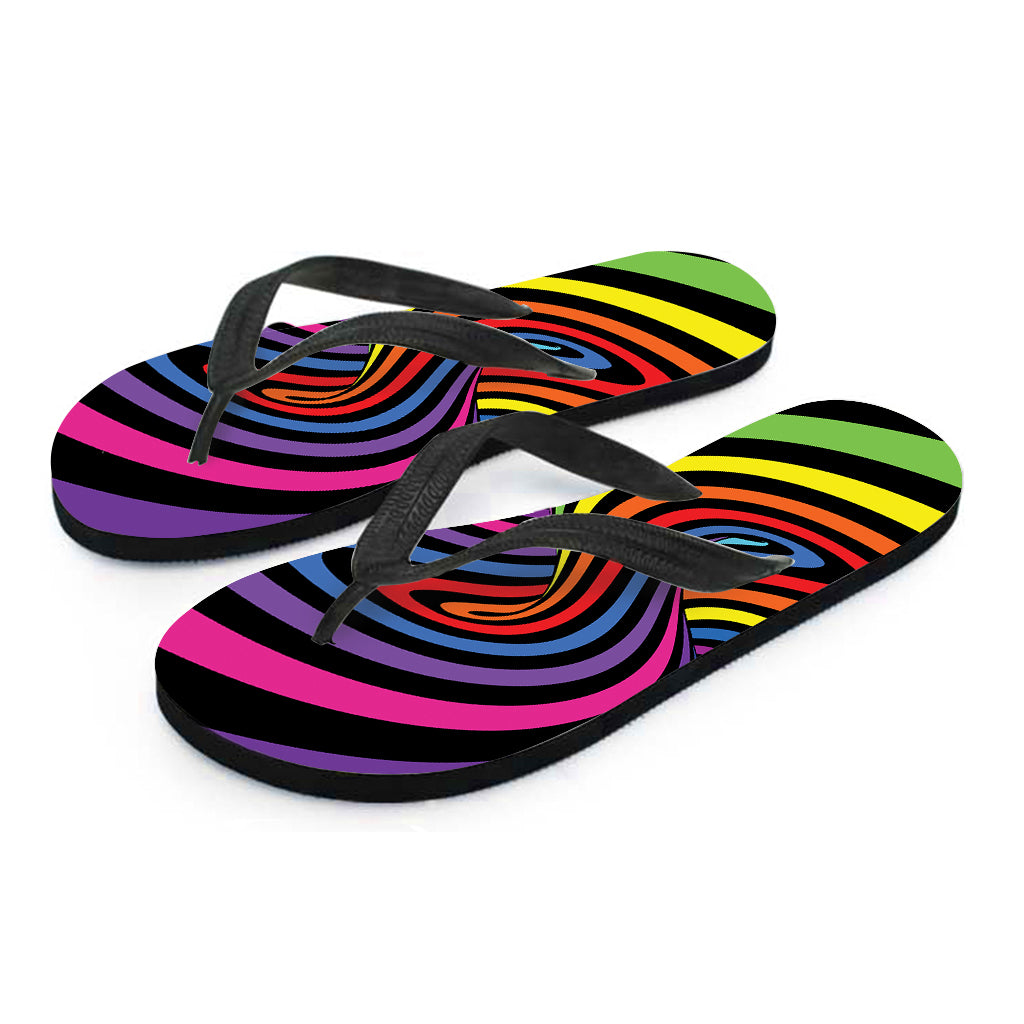 Rainbow Torus Psychedelic Print Flip Flops