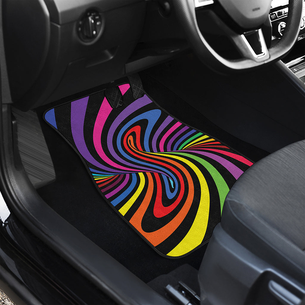 Rainbow Torus Psychedelic Print Front and Back Car Floor Mats