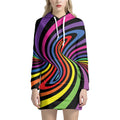 Rainbow Torus Psychedelic Print Pullover Hoodie Dress
