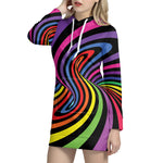 Rainbow Torus Psychedelic Print Hoodie Dress