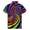 Rainbow Torus Psychedelic Print Men's Short Sleeve Shirt