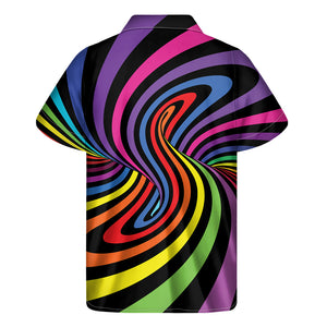 Rainbow Torus Psychedelic Print Men's Short Sleeve Shirt