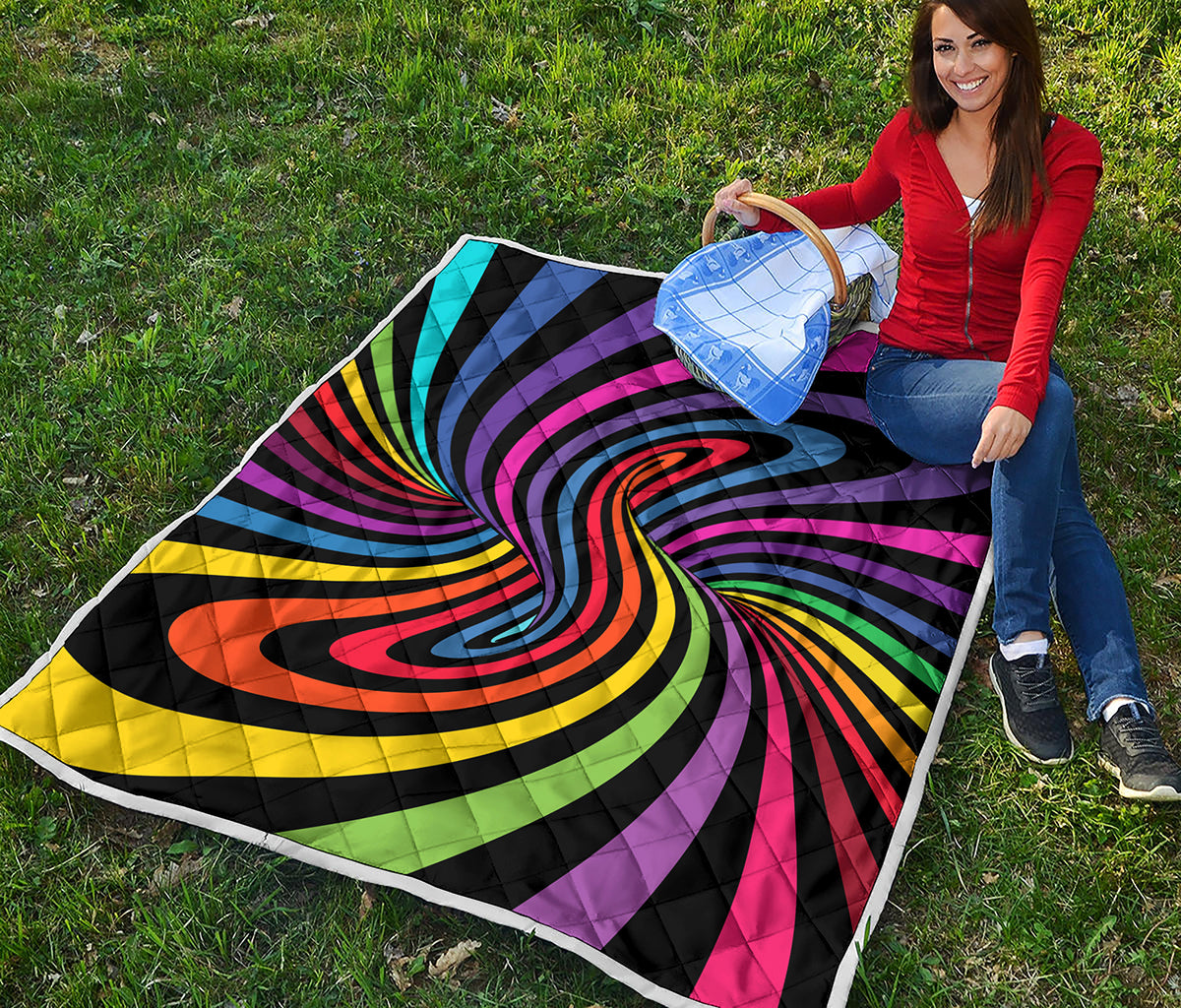 Rainbow Torus Psychedelic Print Quilt