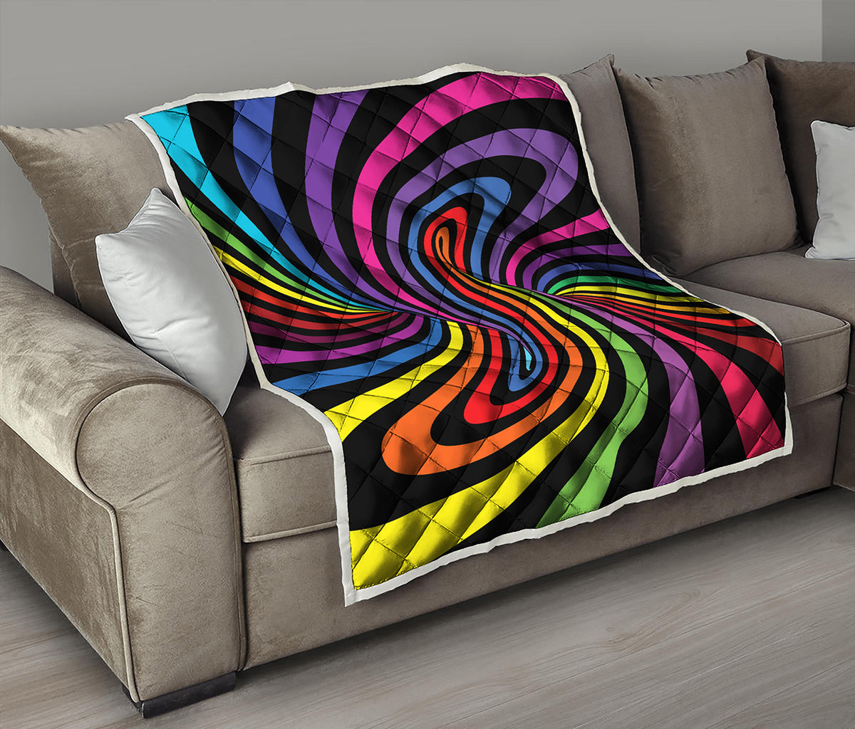 Rainbow Torus Psychedelic Print Quilt
